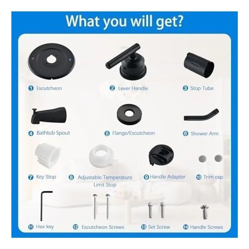Ultrimkit Matte Black Shower Faucet Trim Kit for Moen Posi-Temp F01109MB
